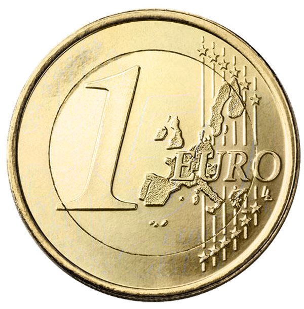 Ein-Euro-Stück auf einem 50-Cent-Rohling